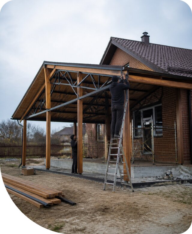 Пристройка навеса к дому и участку в Боре под ключ